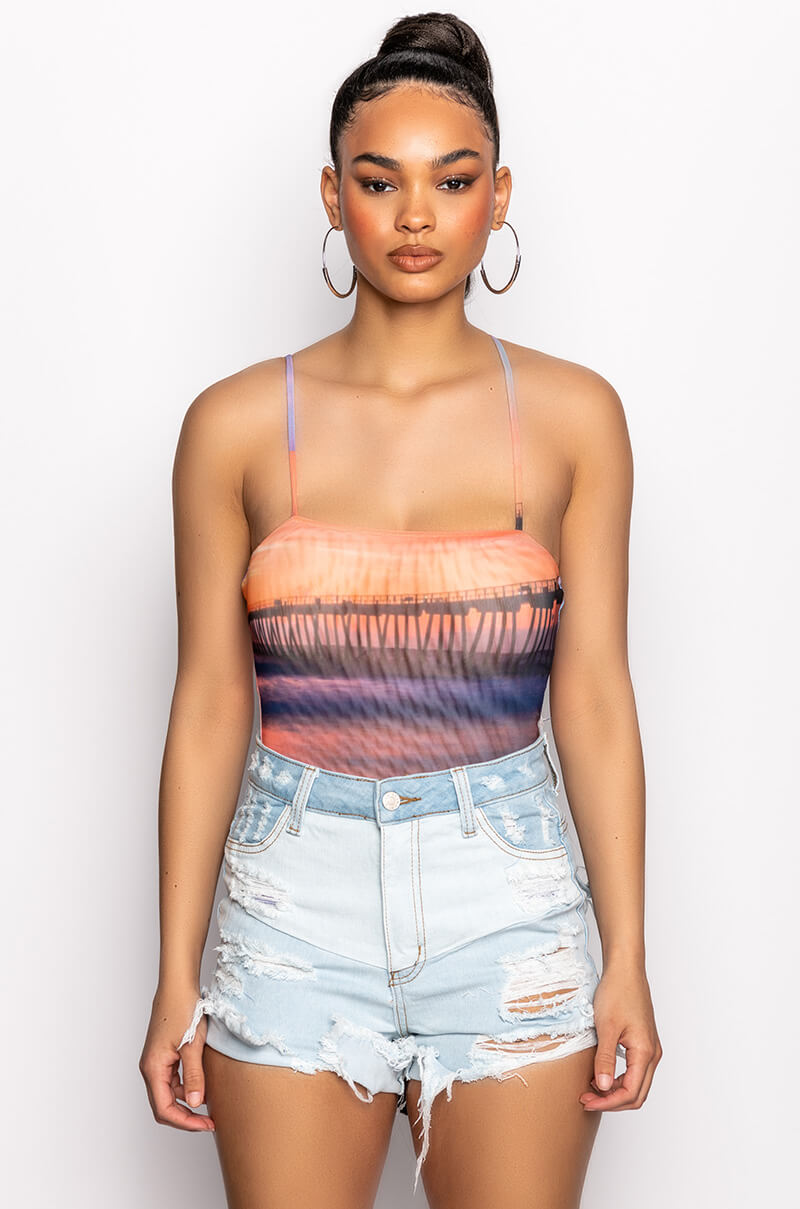 Full View Sol Square Neck Mesh Bodysuit