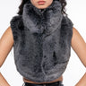 Front View Solange Crop Faux Fur Vest