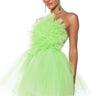 Front View Something Light Tulle Mini Dress In Light Green