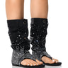 Front View Something New Embellished Denim Sandal Bootie In Black