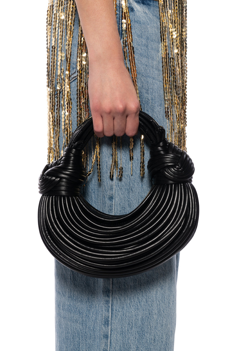 Front View Something Special Faux Leather Purse In Black