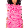 Front View Something Special Ultra Ruffled Backless Mini Dress In Pink