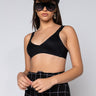 Front View Spanx Bra-llelujah Unlined Bralette in Black