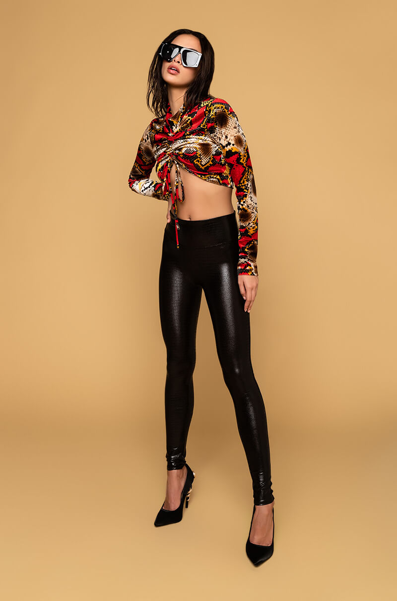 SPANX FAUX LEATHER CROC SHINE LEGGINGS – AKIRA - Main Image