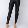 Front View Spanx Faux Leather Moto Leggings in Black