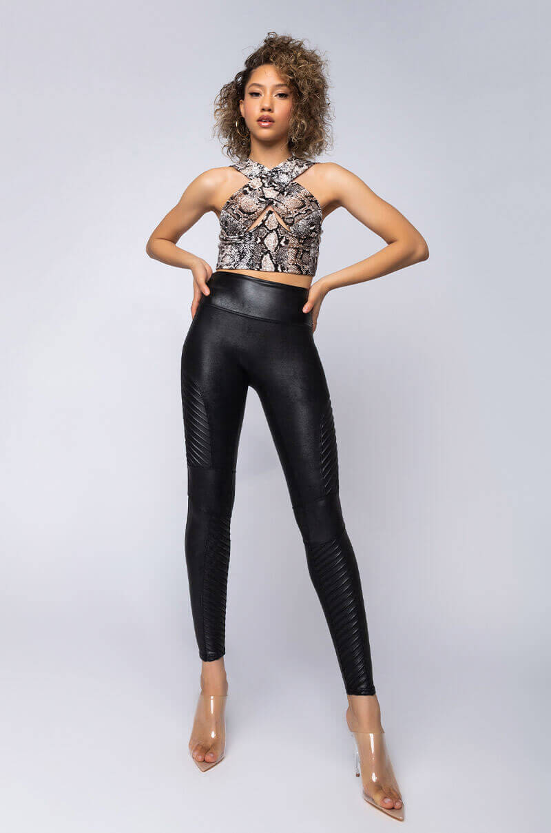 Full View Spanx Faux Leather Moto Leggings in Black