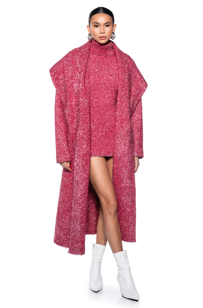 Detail View Spark For Life Knit Glitter Mini Dress In Pink