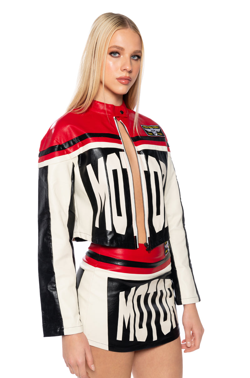 SPEED UP MOTOR FAUX LEATHER JACKET – AKIRA