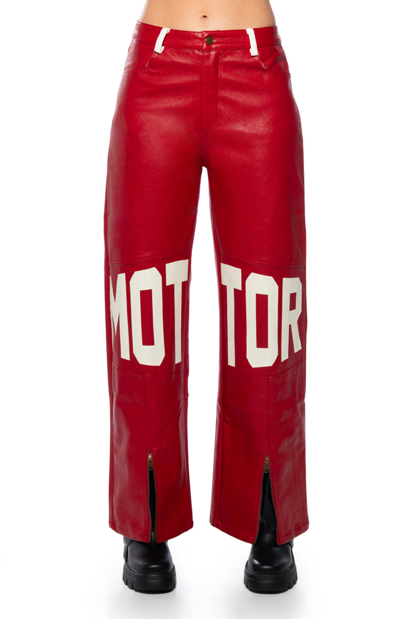 Detail View Speed Up Motor Faux Leather Pant