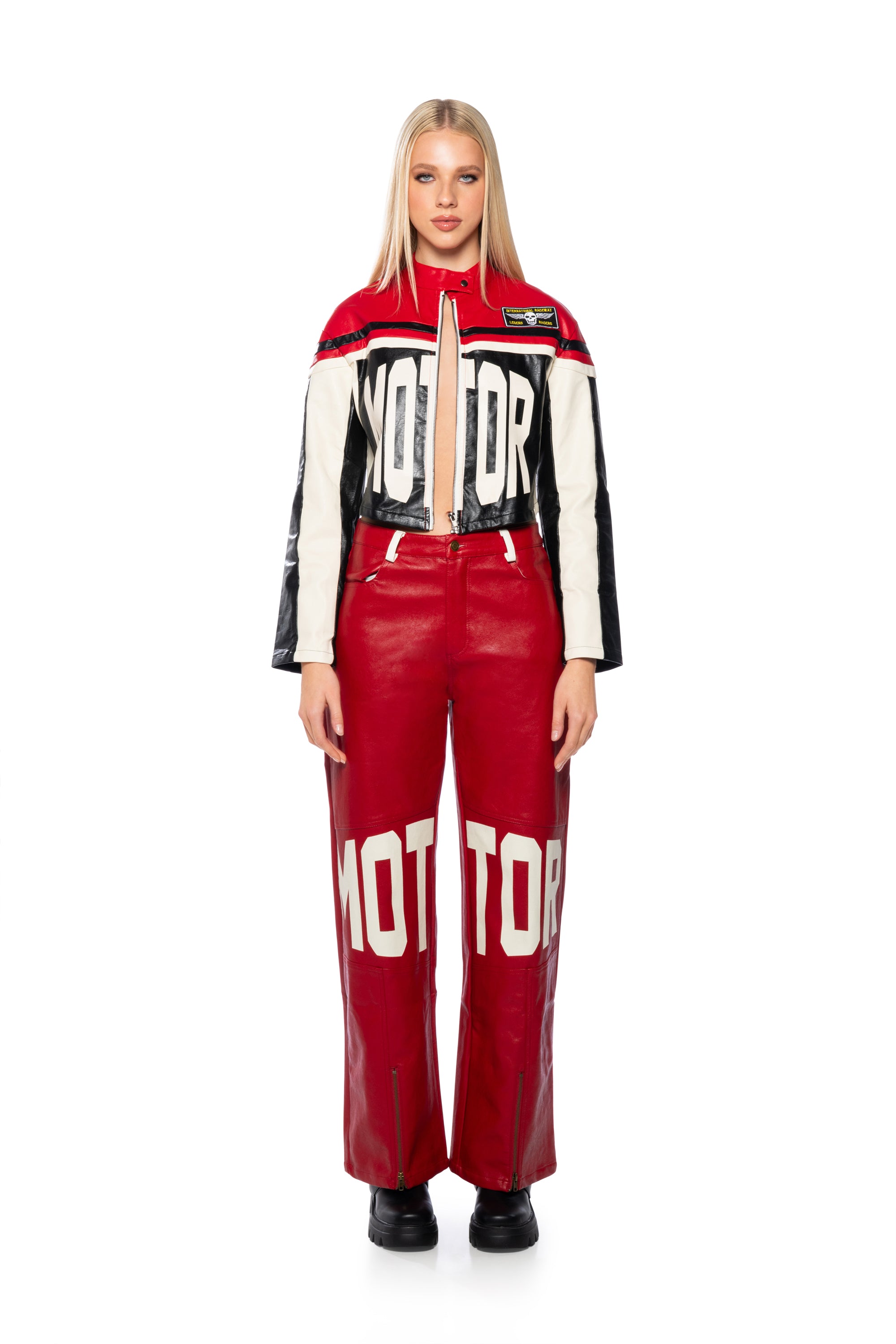 Extra View Speed Up Motor Faux Leather Pant