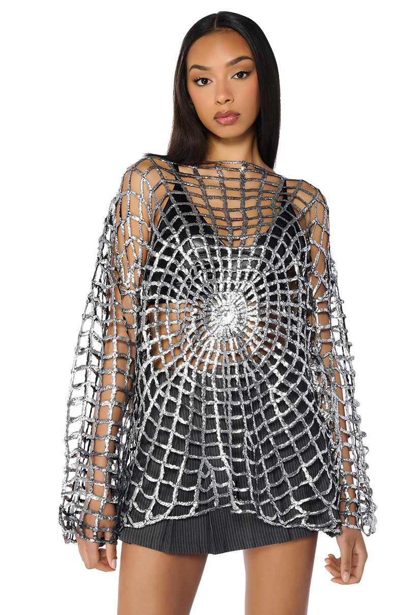 SPIDER WEB GILDED METALLIC SWEATER view 0