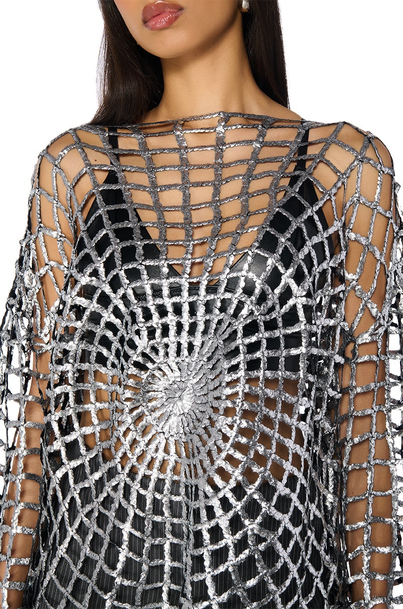 Extra View Spider Web Gilded Metallic Sweater