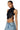 Side View Spider Webs Mock Neck Embellished Cropped Tank