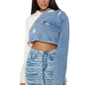 Front View Split Decision Denim Sweatshirt