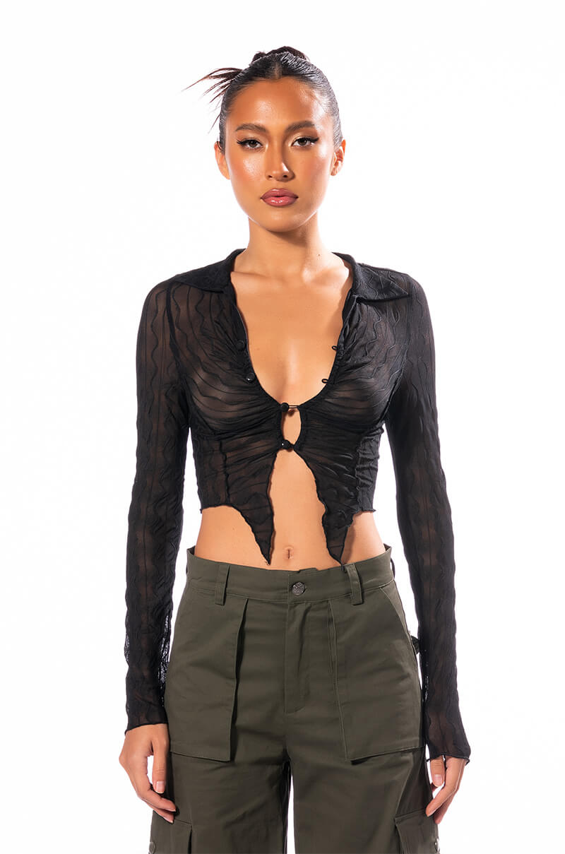 Detail View Spoil You Long Sleeve Collared Top