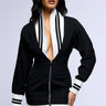 Front View Sporty Chic Zip Up Mini Dress