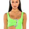 Front View Spotlight Buckle Detail Neon Cutout Cheeky Bodysuit