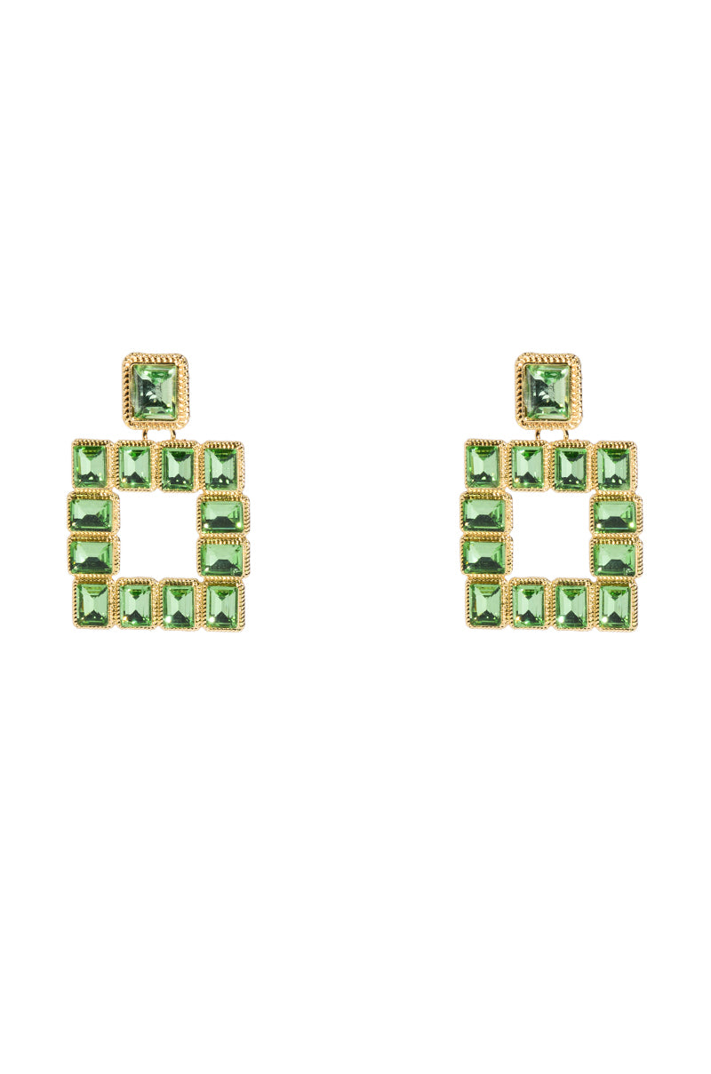 Side View Squared Away Gemstone Earring