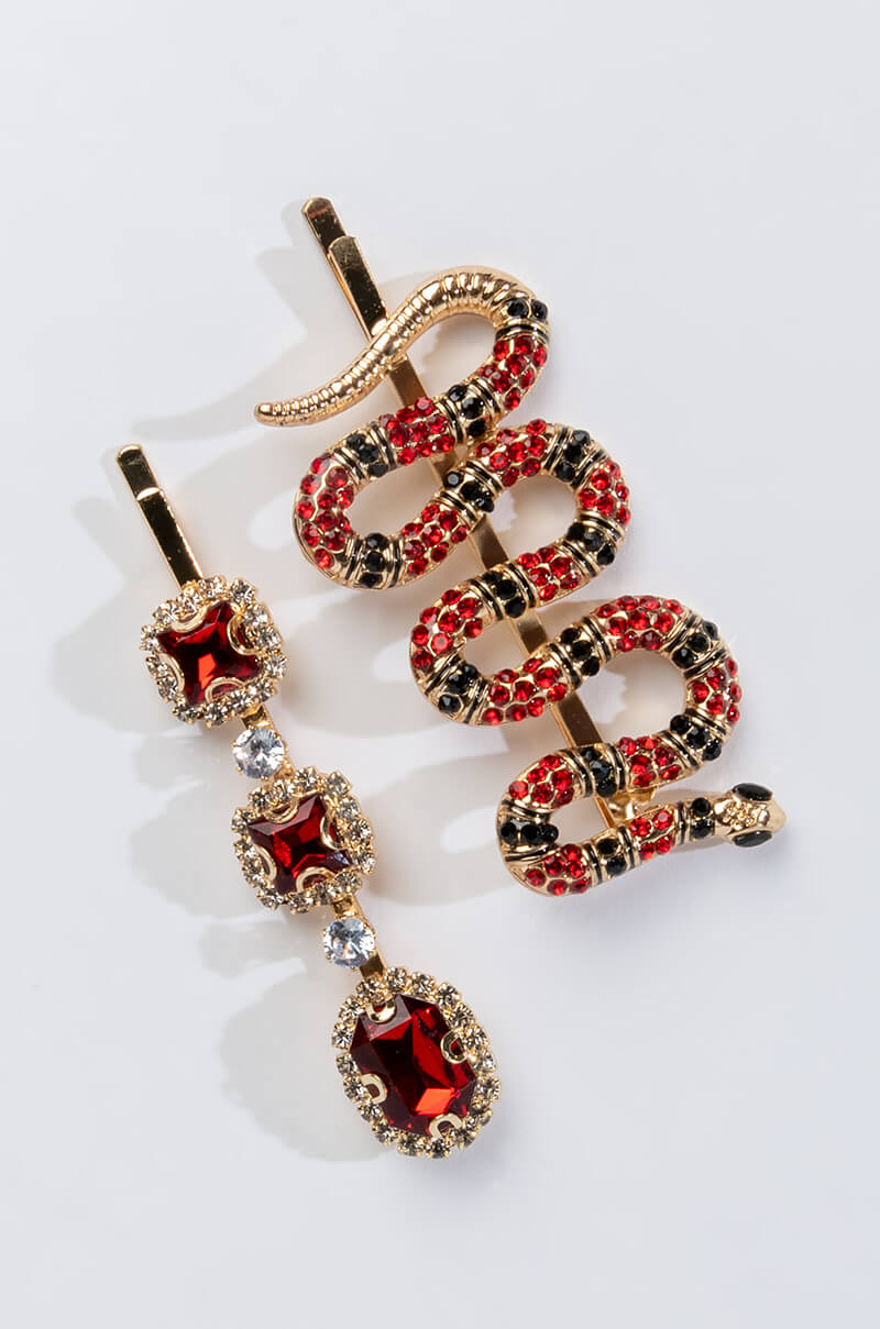 Back View Ssstill That Bitch Rhinestone Hair Clip Set