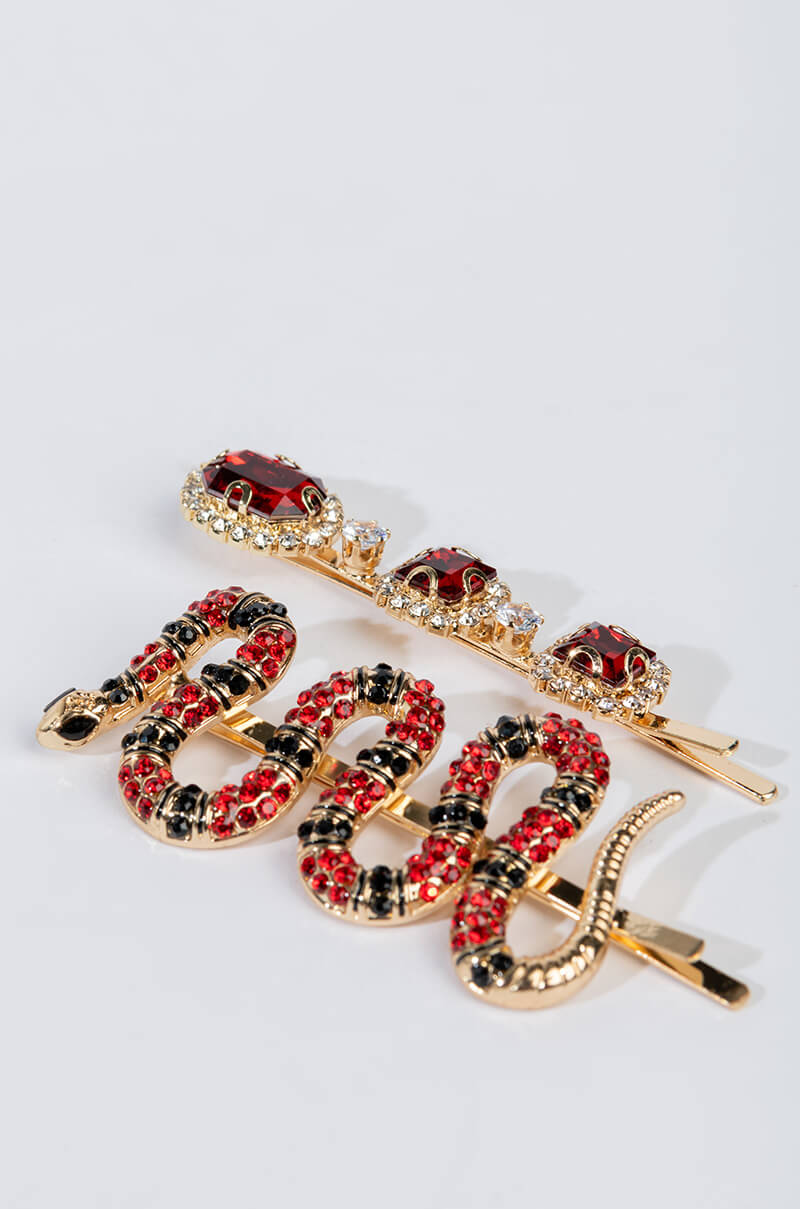 Detail View Ssstill That Bitch Rhinestone Hair Clip Set