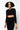 Front View Stack It Up Ruched Long Sleeve Crop Top in Black