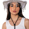 Front View Stallion Western Rhinestone Embellished Cowboy Hat In White