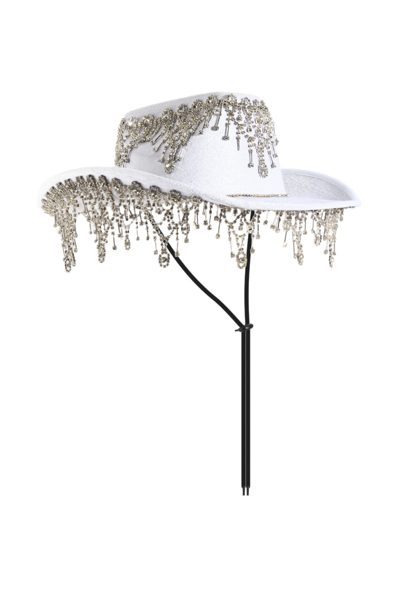 Detail View Stallion Western Rhinestone Embellished Cowboy Hat In White