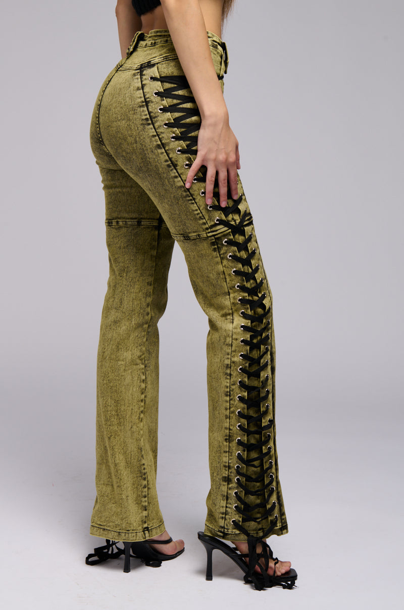 Detail View Stand Out Laced Up Jeans
