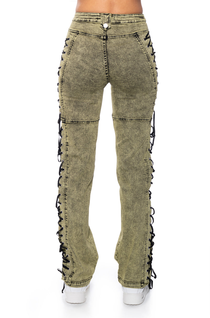 Full View Stand Out Laced Up Jeans
