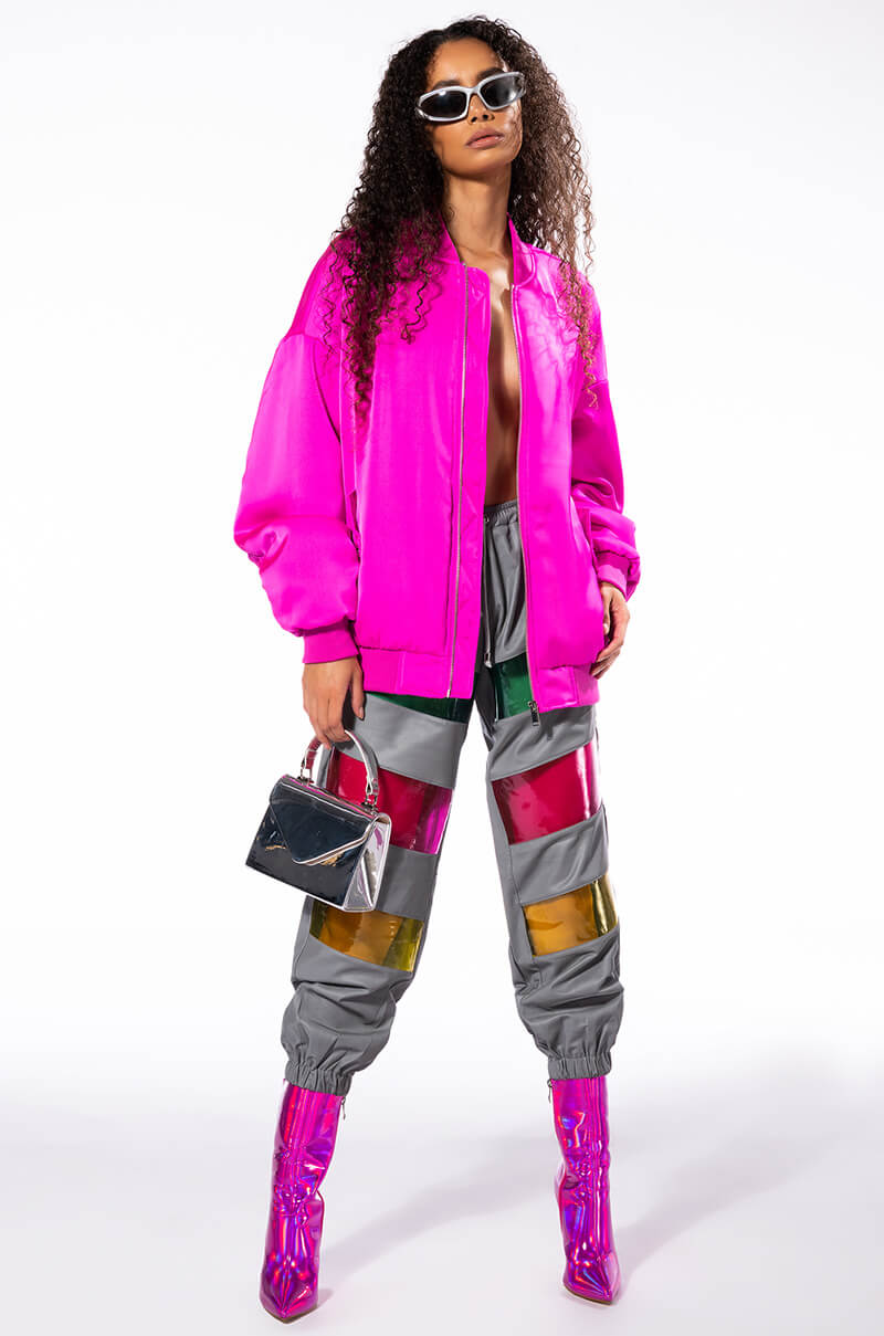 Side View Star Bright Color Pvc Panel Joggers view 2