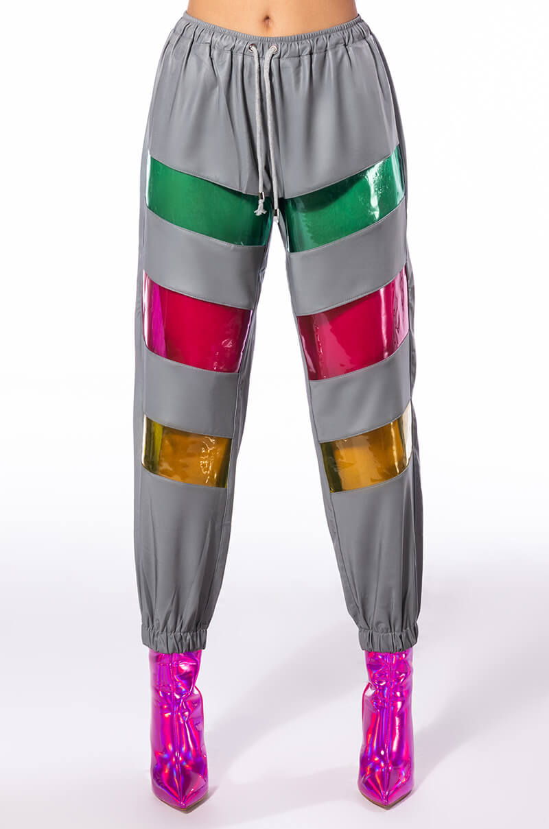 Back View Star Bright Color Pvc Panel Joggers view 3