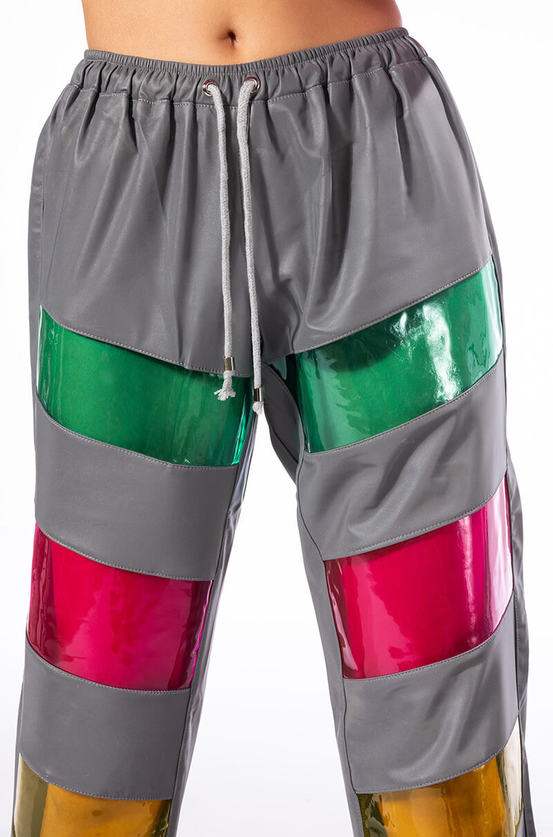 Extra View Star Bright Color Pvc Panel Joggers view 6