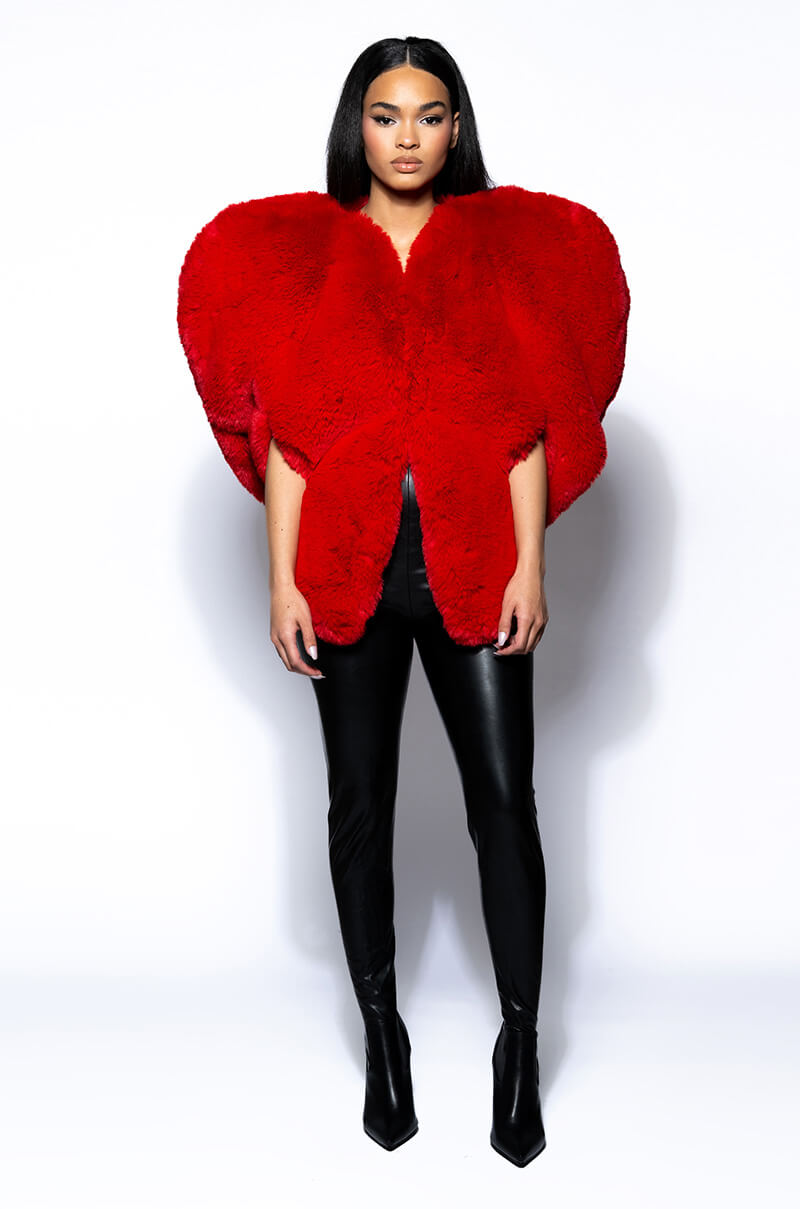 Extra View Star Crossed Lover Faux Fur Heart Vest 20