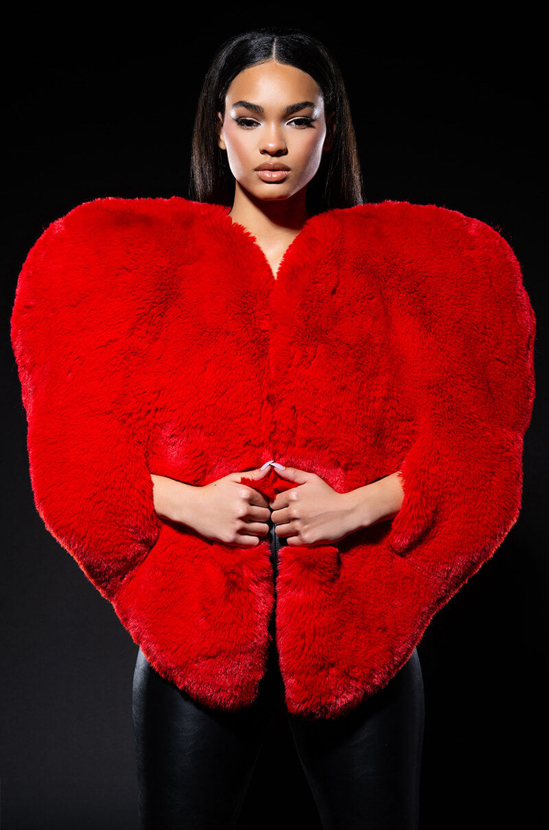Front View Star Crossed Lover Faux Fur Heart Vest 10