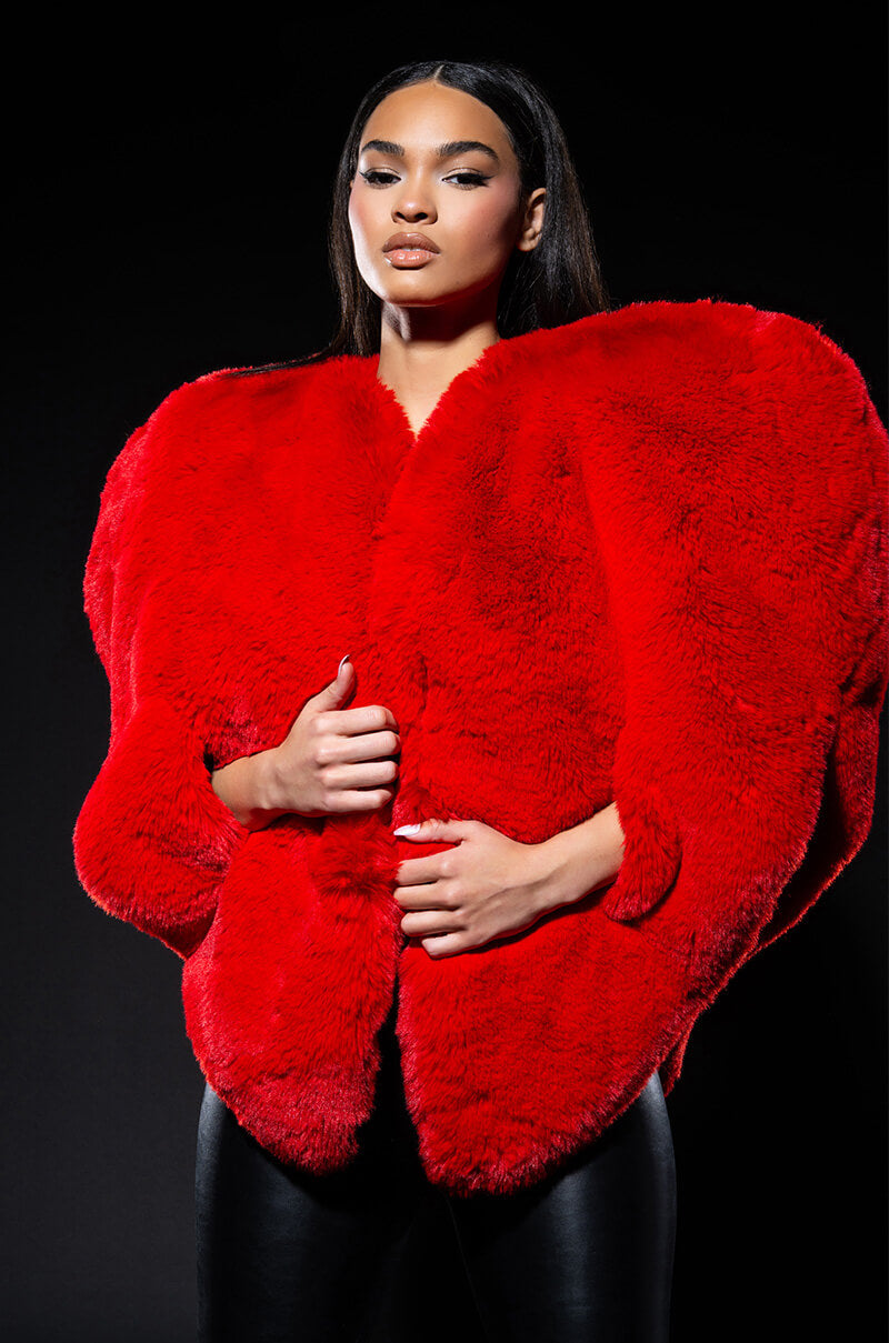Side View Star Crossed Lover Faux Fur Heart Vest 11