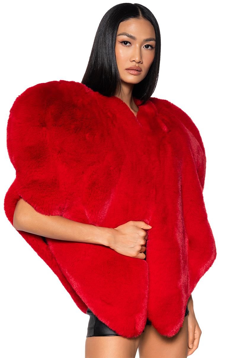 Side View Star Crossed Lover Faux Fur Heart Vest 1