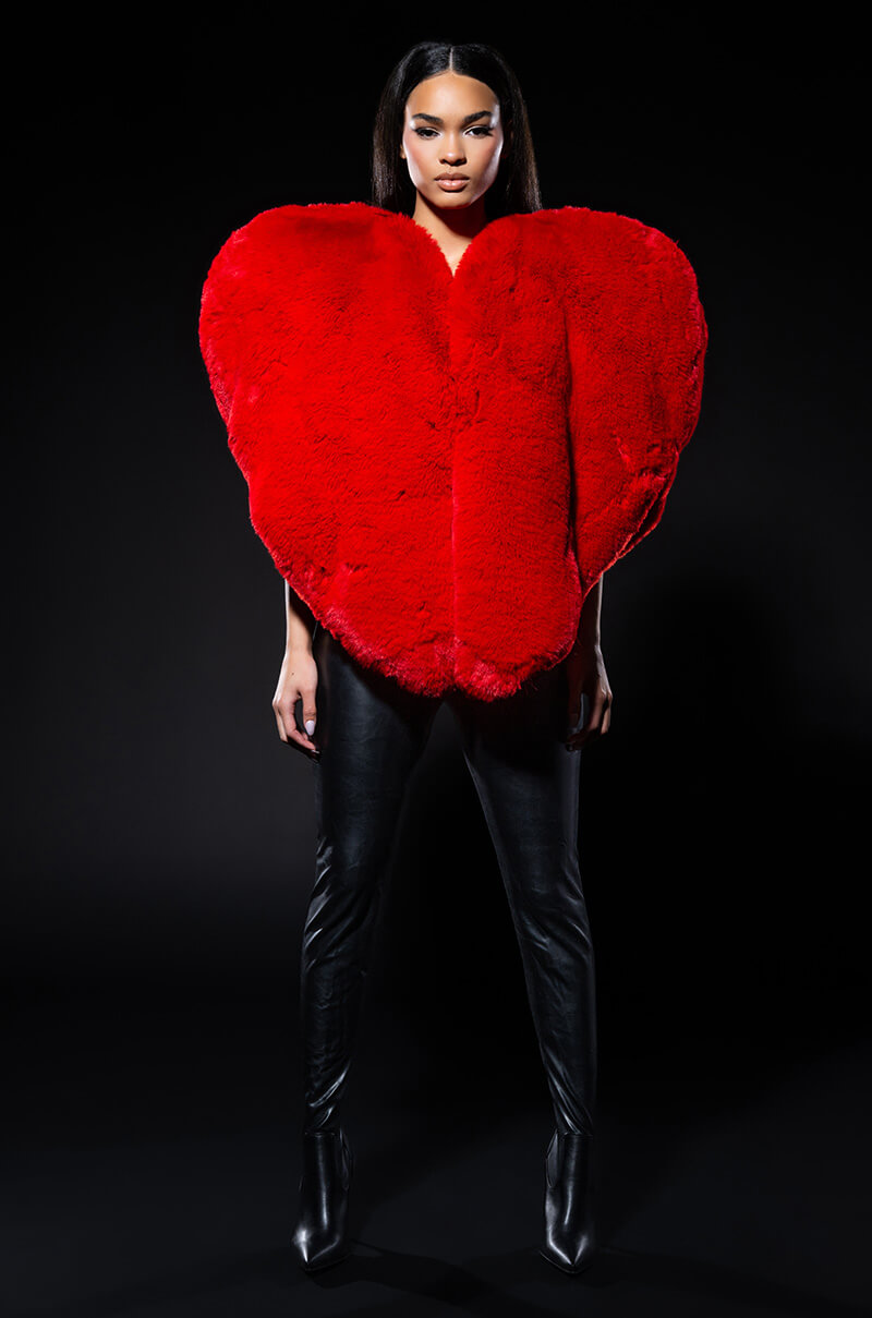 Back View Star Crossed Lover Faux Fur Heart Vest 12