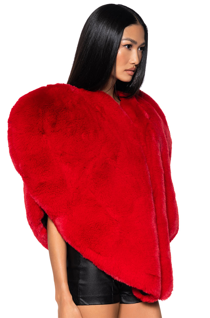 Back View Star Crossed Lover Faux Fur Heart Vest 2
