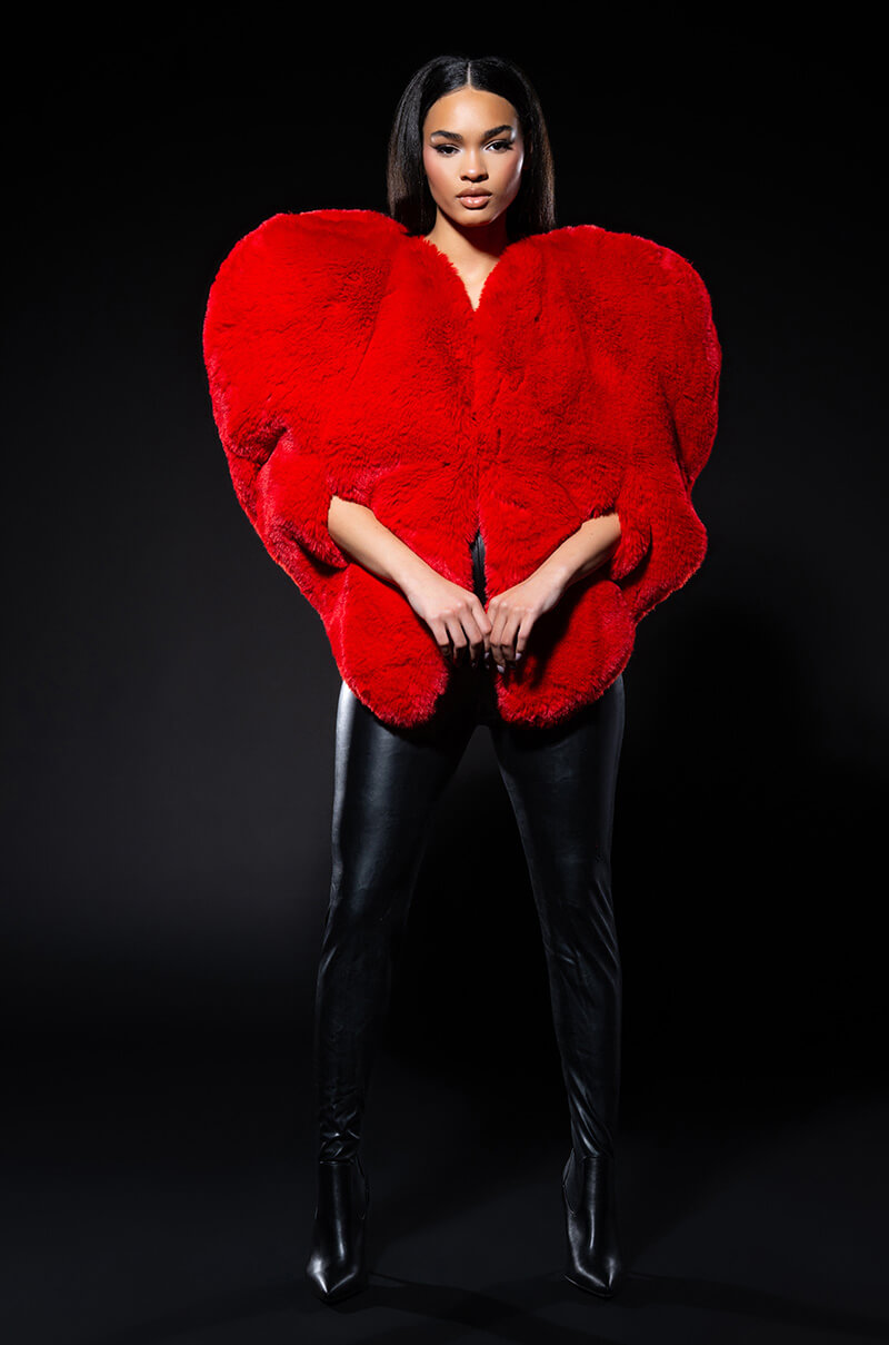 Detail View Star Crossed Lover Faux Fur Heart Vest 13