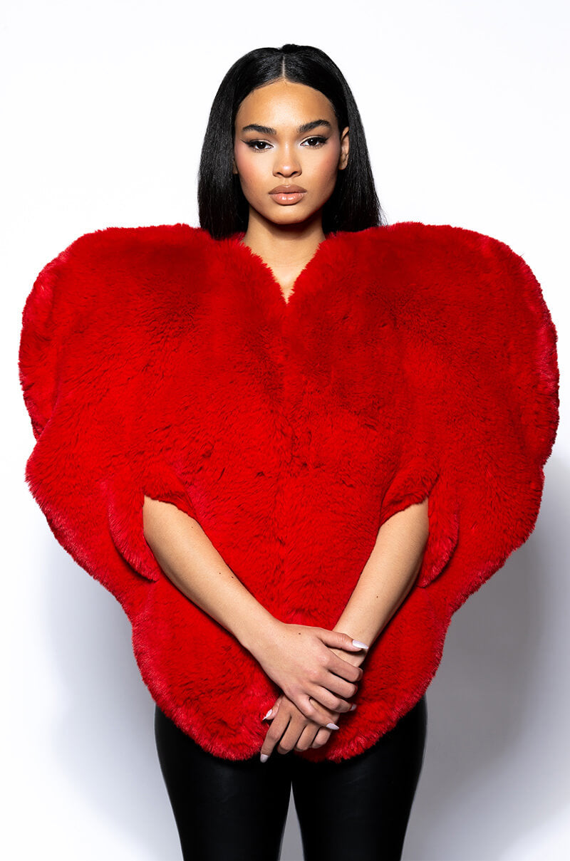 Extra View Star Crossed Lover Faux Fur Heart Vest 15