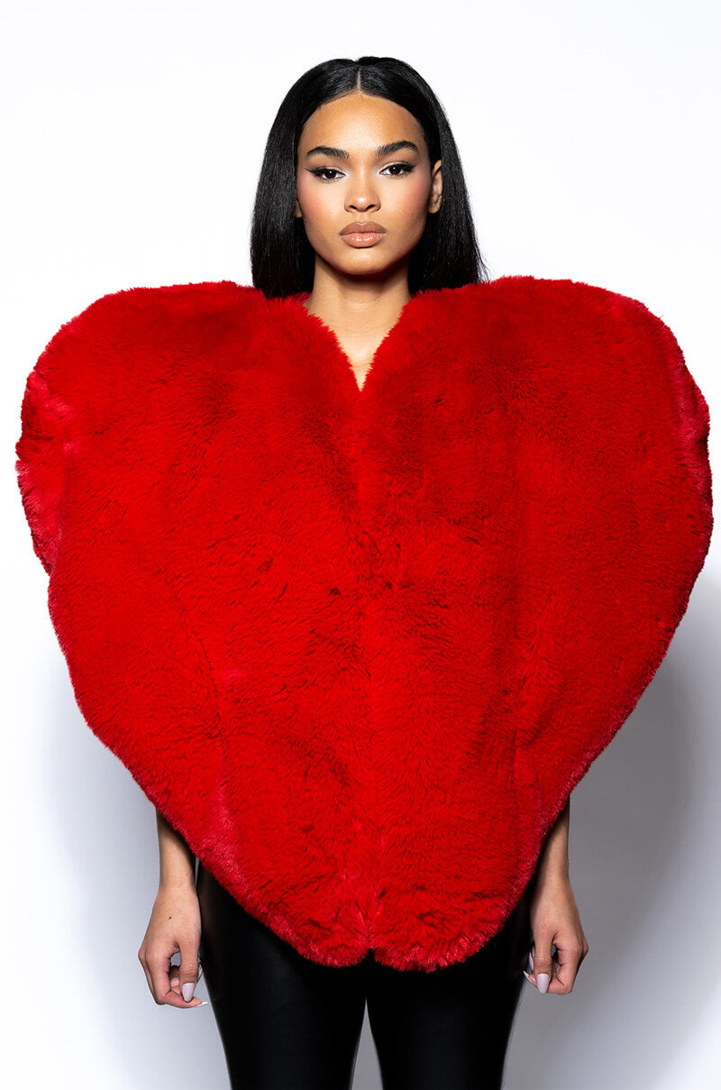 Extra View Star Crossed Lover Faux Fur Heart Vest 16
