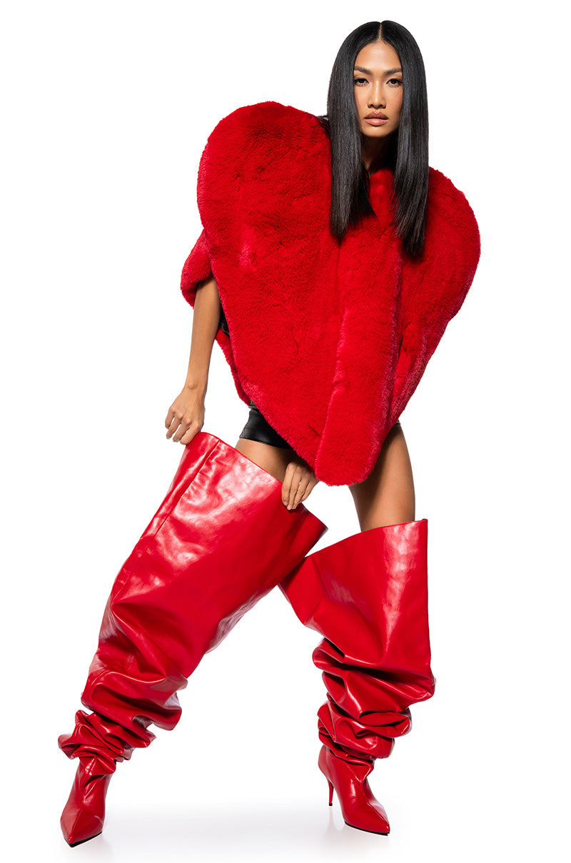 Extra View Star Crossed Lover Faux Fur Heart Vest 8