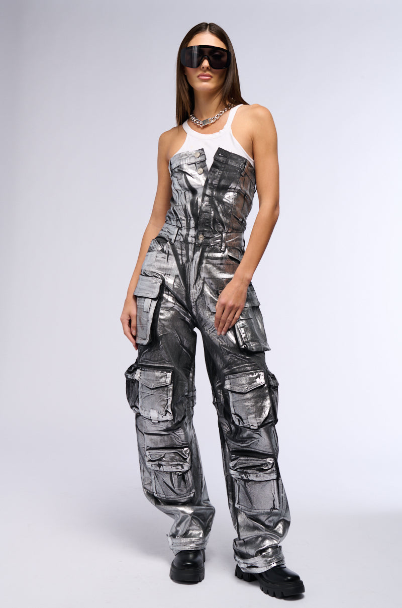STAR OF THE SHOW METALLIC DENIM JUMPSUIT view 0