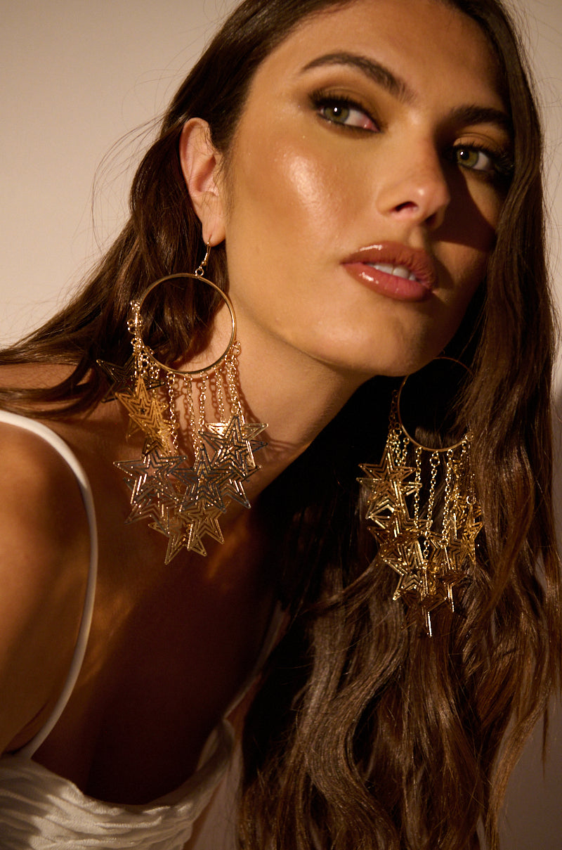 Front View Star Power Hoop Earring