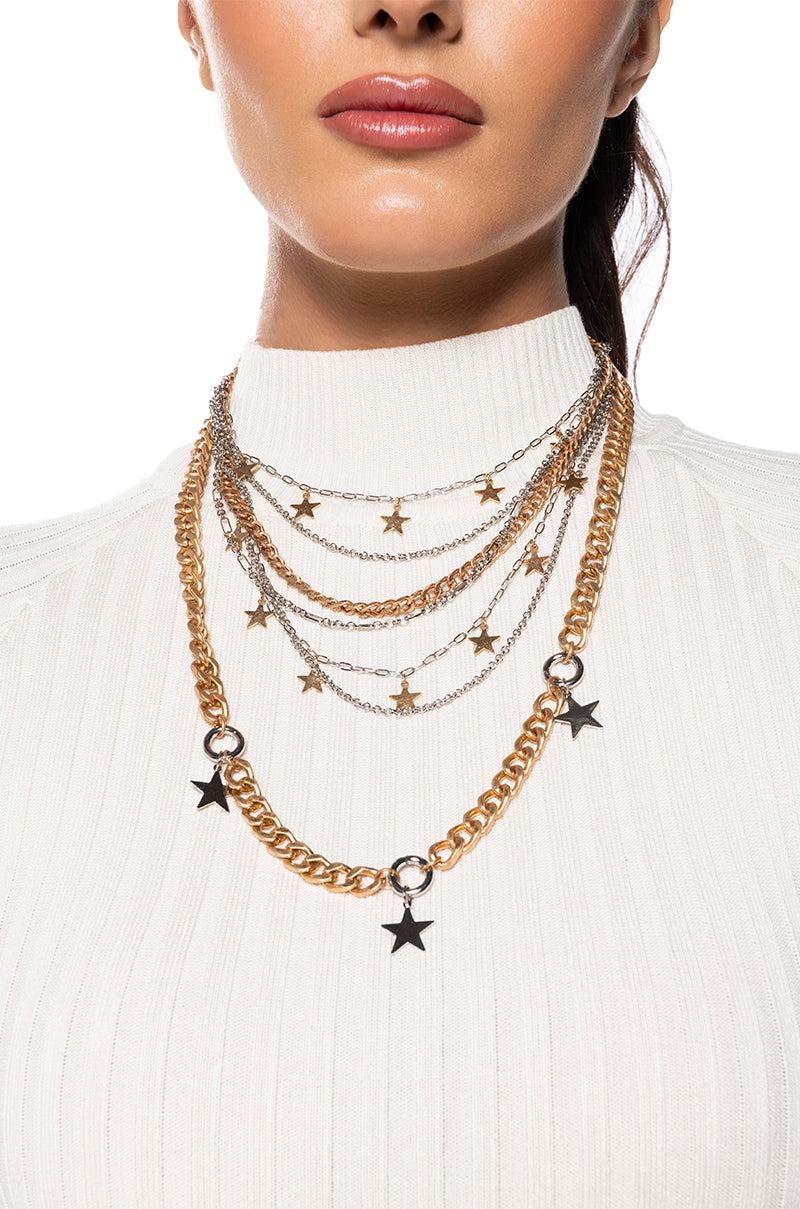 Front View Star Power Layered Necklace