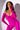 Front View Star Stretch Its Giving Model Material Gloved Bodysuit In Fucshia