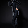 Front View Star Stretch One Of One Long Sleeve Midi Dress In Black