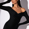 Front View Star Stretch Wrap Front Long Sleeve Gloved Bodysuit