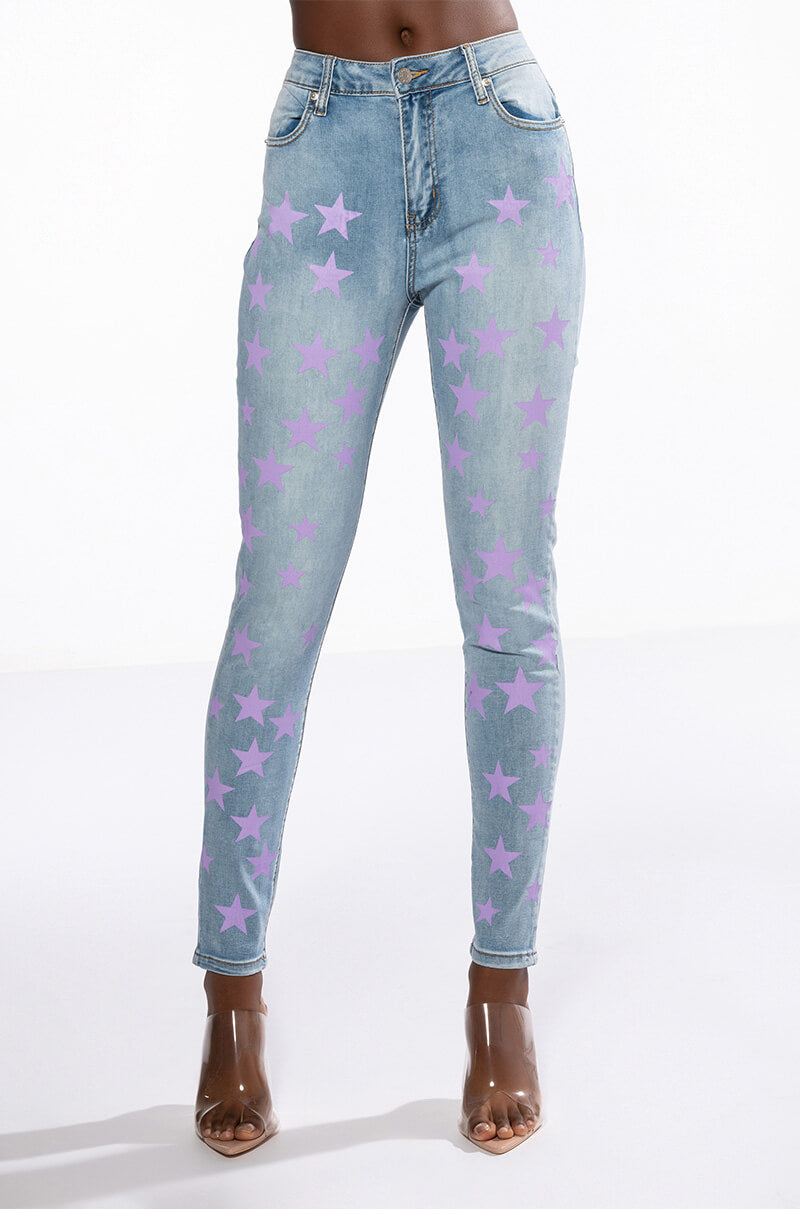 Back View Starlight Mid Rise Painted Skinny Jean 2