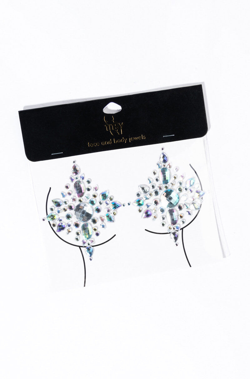 Front View Starlight Rhinestone Gem Nip Sticker